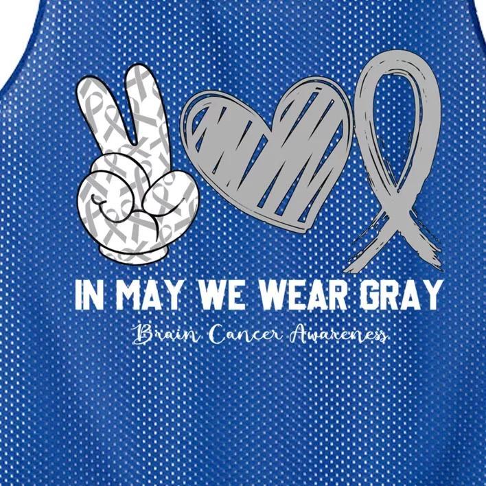 In May We Wear Gray Brain Cancer Awareness Month Meaningful Gift Mesh Reversible Basketball Jersey Tank