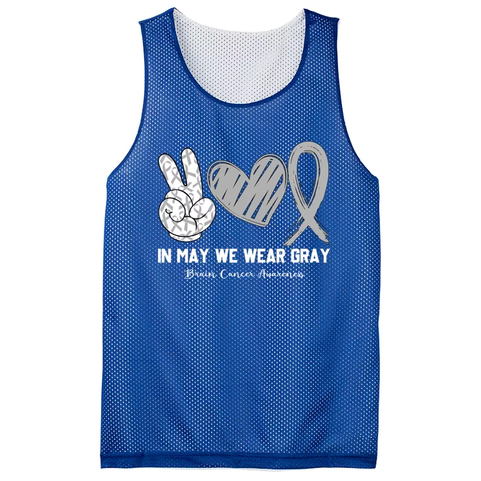 In May We Wear Gray Brain Cancer Awareness Month Meaningful Gift Mesh Reversible Basketball Jersey Tank