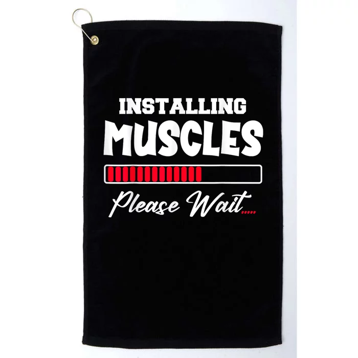 Installing Muscles Weightlifting Funny Fitness Motivation Platinum Collection Golf Towel