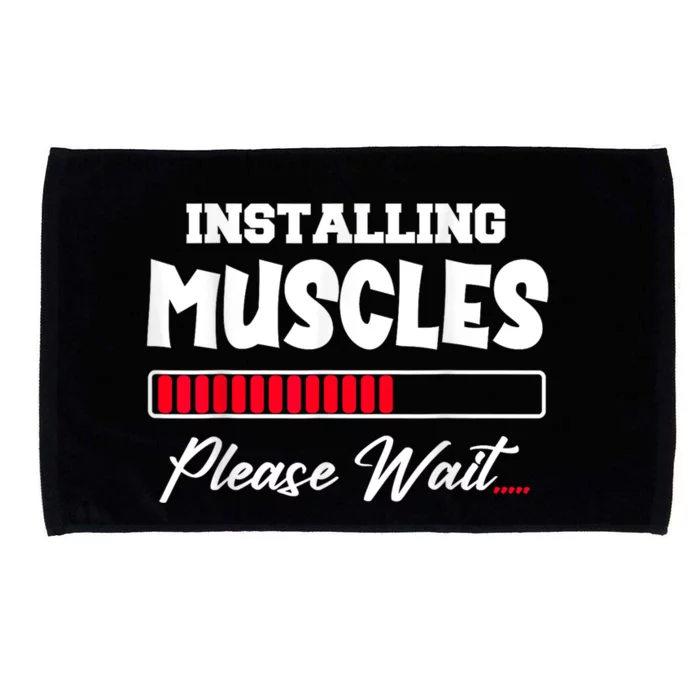 Installing Muscles Weightlifting Funny Fitness Motivation Microfiber Hand Towel