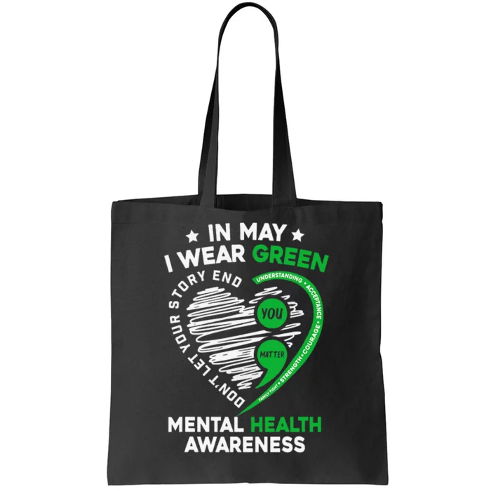 In May We Wear Green For Mental Health Awareness You Matter Tote Bag