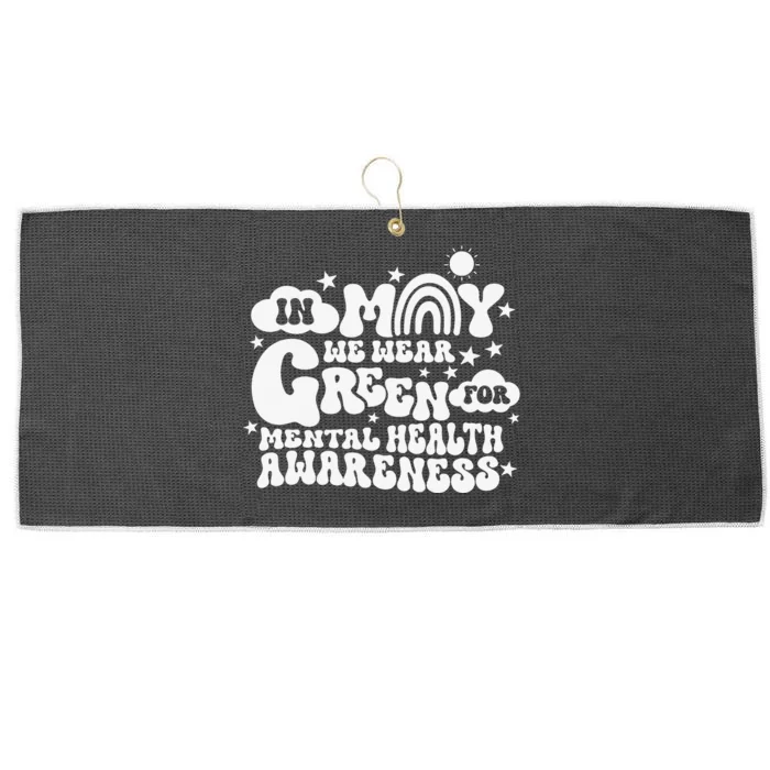 In May We Wear Green Groovy Mental Health Awareness Month Large Microfiber Waffle Golf Towel