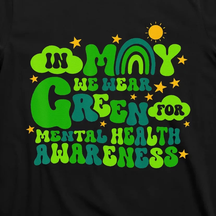 In May We Wear Green Retro Mental Health Awareness Month T-Shirt