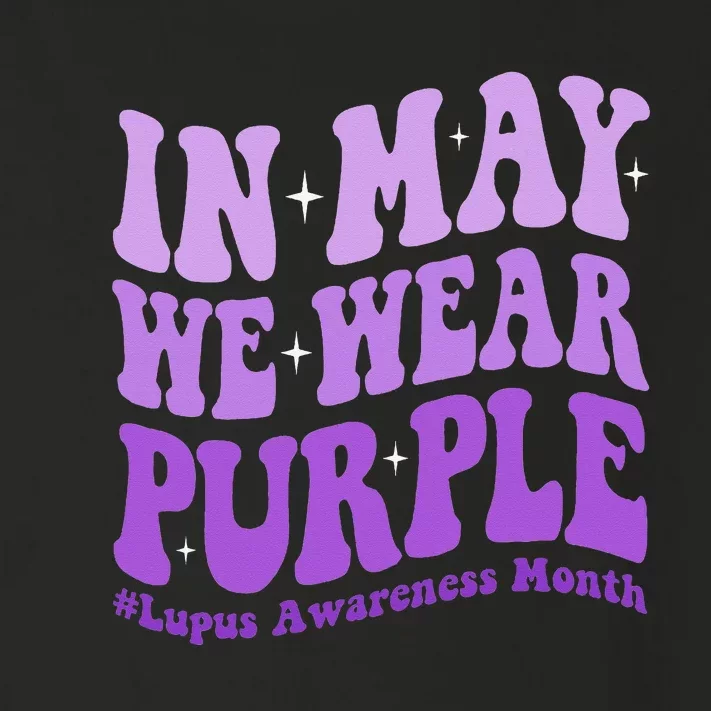 In May We Wear Purple Lupus Awareness Month Groovy Toddler Long Sleeve Shirt