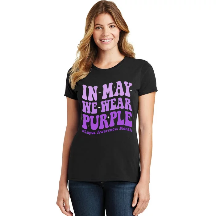 In May We Wear Purple Lupus Awareness Month Groovy Women's T-Shirt