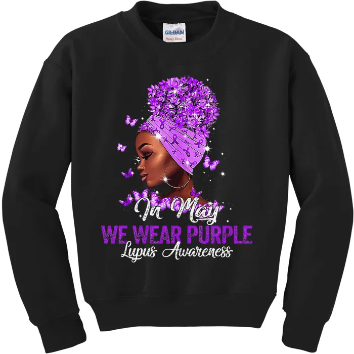 In May We Wear Purple Ribbon Lupus Awareness Kids Sweatshirt