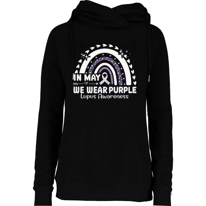 In May We Wear Purple Lupus Awareness Month ribbon 's Womens Funnel Neck Pullover Hood