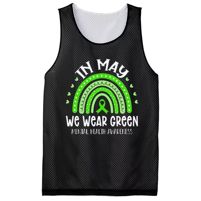 In May We Wear Green Mental Health Awareness Mesh Reversible Basketball Jersey Tank