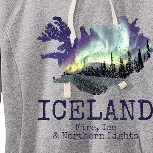 Iceland Map with Fire Women's Fleece Hoodie