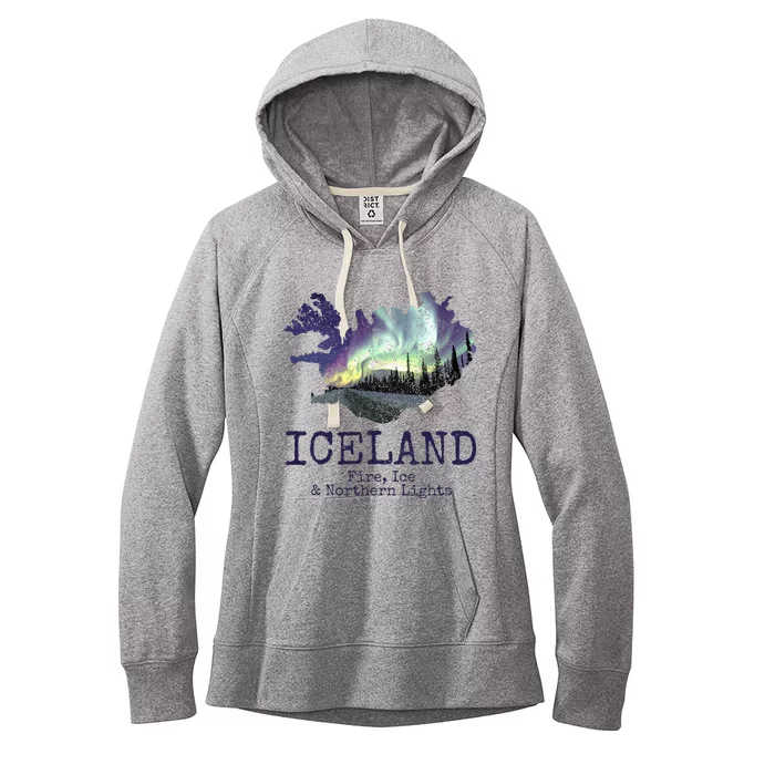 Iceland Map with Fire Women's Fleece Hoodie