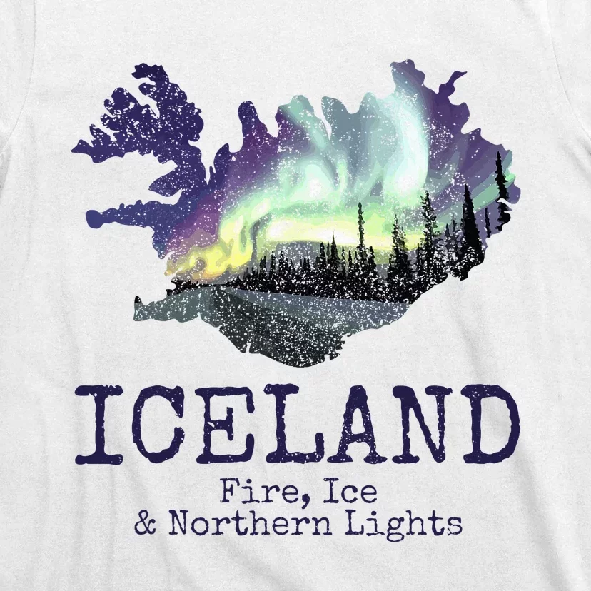 Iceland Map with Fire T-Shirt