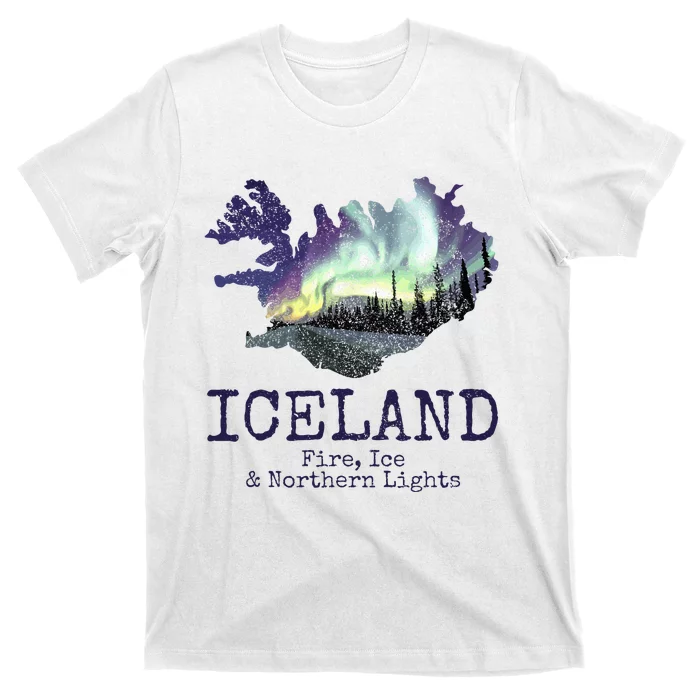 Iceland Map with Fire T-Shirt