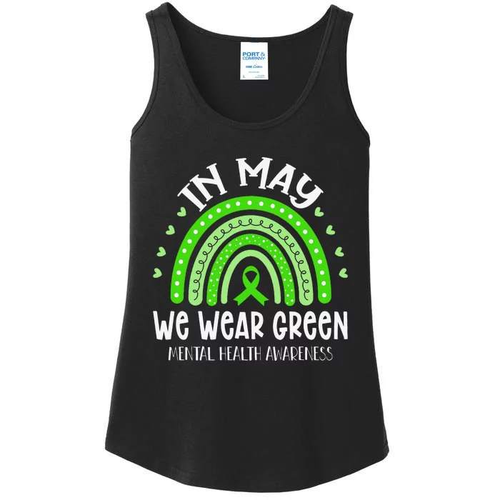 In May We Wear Green Mental Health Awareness Ladies Essential Tank