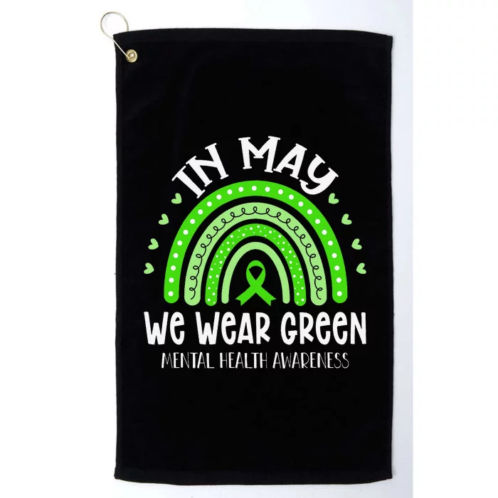 In May We Wear Green Mental Health Awareness Platinum Collection Golf Towel