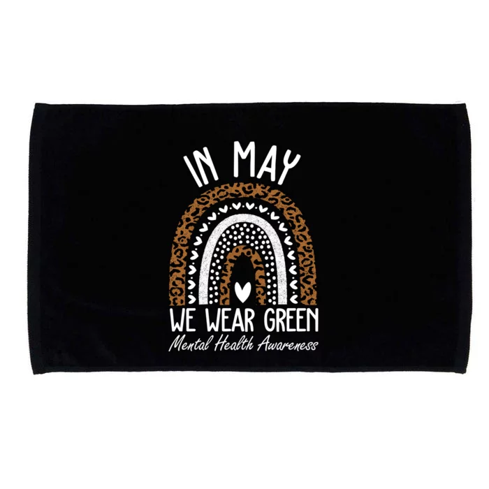 In May We Wear Green Mental Health Awareness Rainbow Microfiber Hand Towel