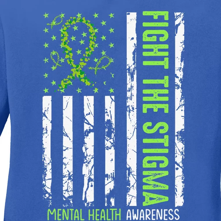 In May We Wear Green Mental Health Awareness Month Ladies Long Sleeve Shirt