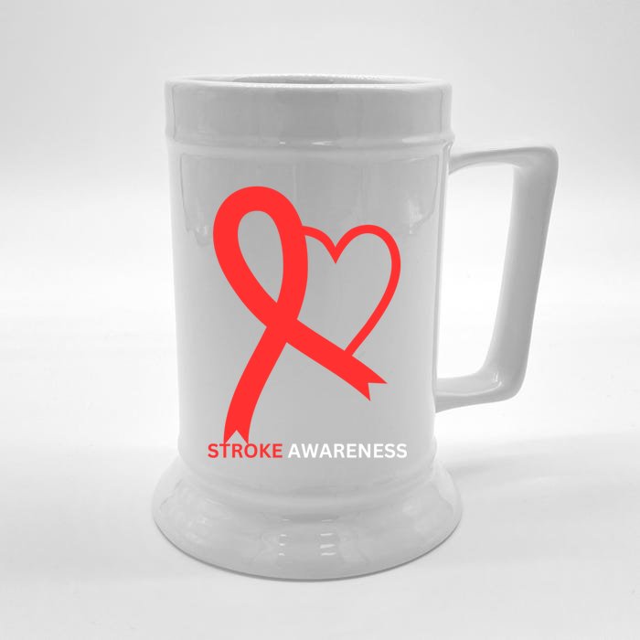 In May We Wear Red Stroke Awareness Month 2024 Gift Front & Back Beer Stein