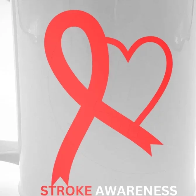 In May We Wear Red Stroke Awareness Month 2024 Gift Front & Back Beer Stein