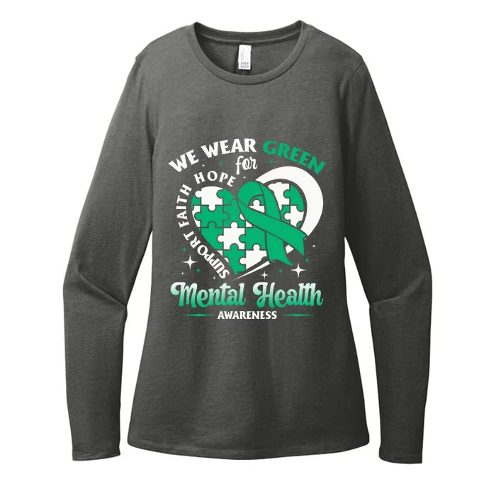 In May We Wear Green For Mental Health Awareness Month Womens CVC Long Sleeve Shirt