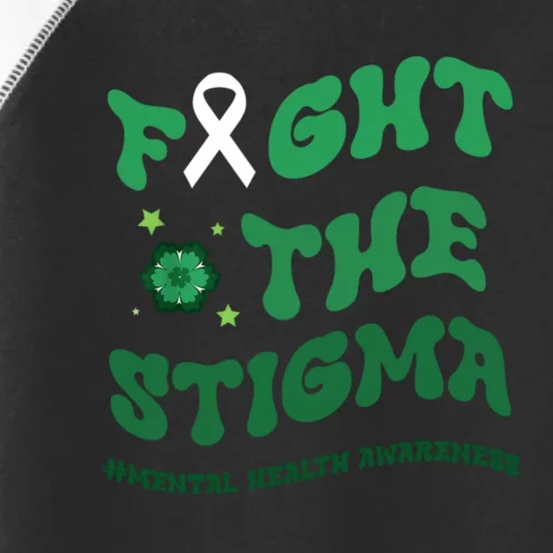 In May We Wear Green Mental Health Groovy Fight Stigma Toddler Fine Jersey T-Shirt