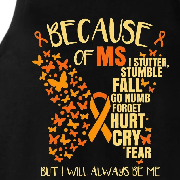 In March We Wear Orange Ribbon MS Warrior Multiple Sclerosis Ladies Tri-Blend Wicking Tank