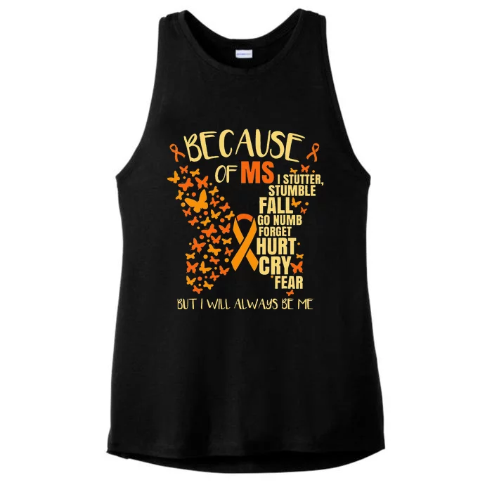 In March We Wear Orange Ribbon MS Warrior Multiple Sclerosis Ladies Tri-Blend Wicking Tank