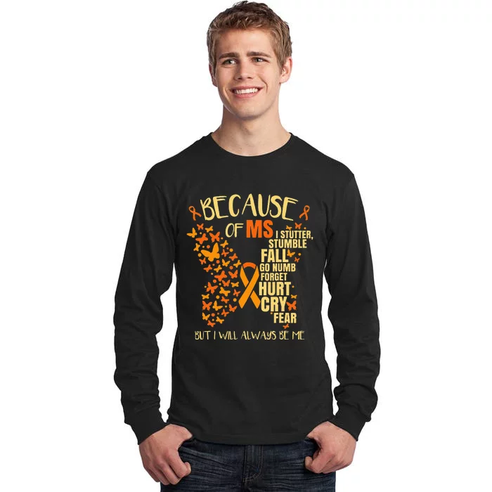 In March We Wear Orange Ribbon MS Warrior Multiple Sclerosis Tall Long Sleeve T-Shirt