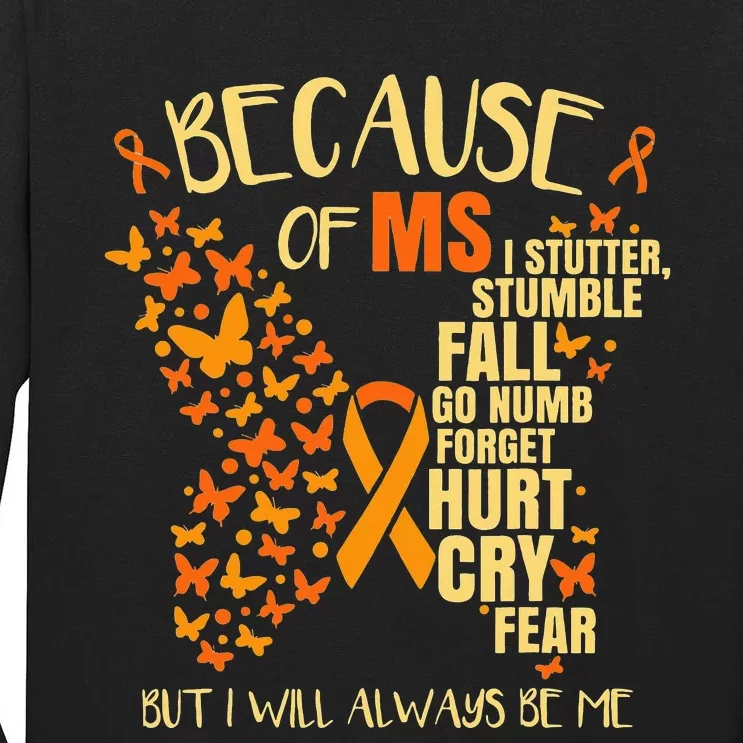 In March We Wear Orange Ribbon MS Warrior Multiple Sclerosis Tall Long Sleeve T-Shirt