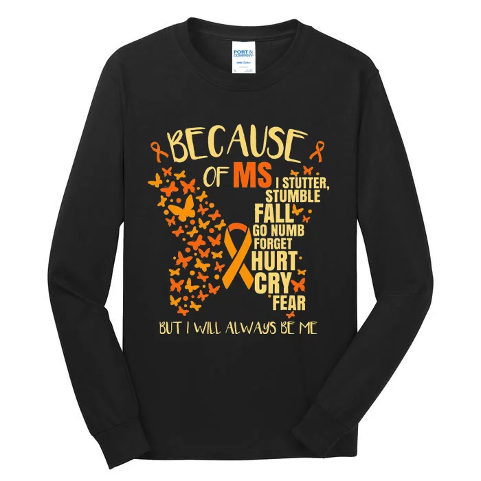 In March We Wear Orange Ribbon MS Warrior Multiple Sclerosis Tall Long Sleeve T-Shirt