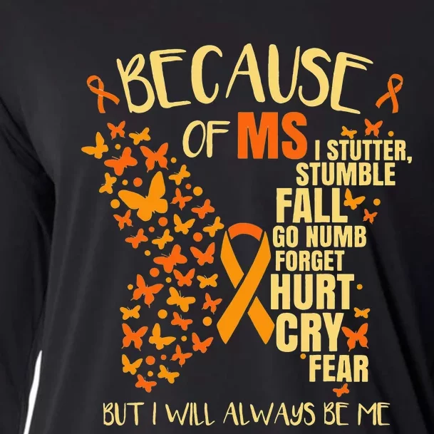 In March We Wear Orange Ribbon MS Warrior Multiple Sclerosis Cooling Performance Long Sleeve Crew