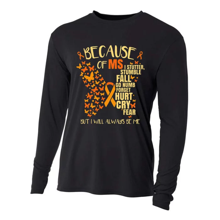 In March We Wear Orange Ribbon MS Warrior Multiple Sclerosis Cooling Performance Long Sleeve Crew