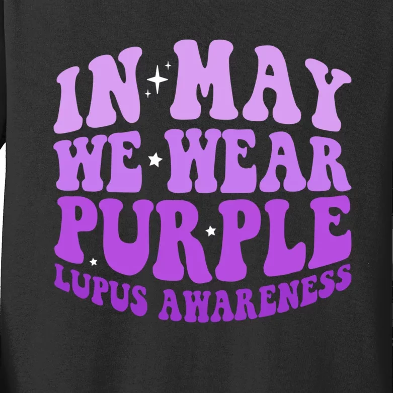 In May We Wear Purple Lupus Awareness Ribbon Kids Long Sleeve Shirt