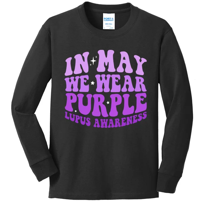 In May We Wear Purple Lupus Awareness Ribbon Kids Long Sleeve Shirt