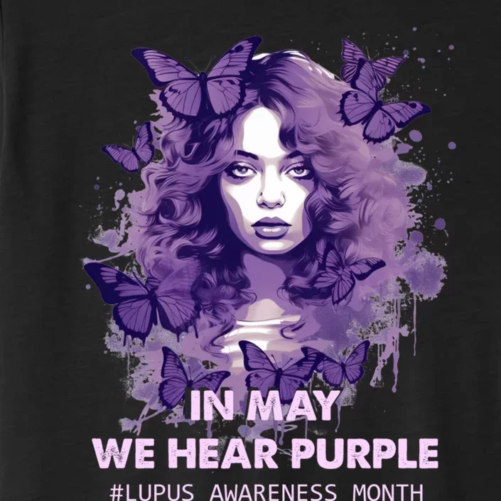 In May We Wear Purple Lupus Awareness Ribbon Black Women ChromaSoft Performance T-Shirt