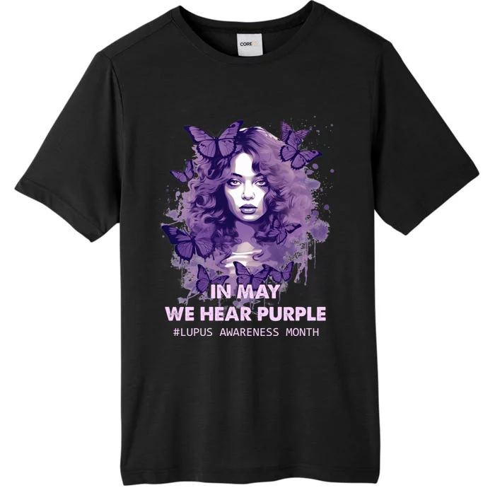 In May We Wear Purple Lupus Awareness Ribbon Black Women ChromaSoft Performance T-Shirt