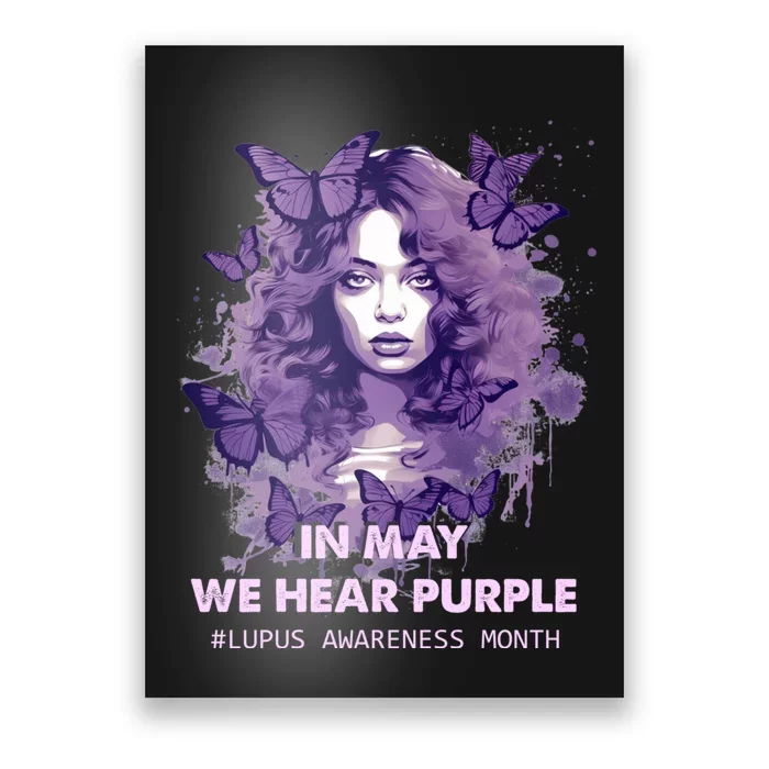 In May We Wear Purple Lupus Awareness Ribbon Black Women Poster