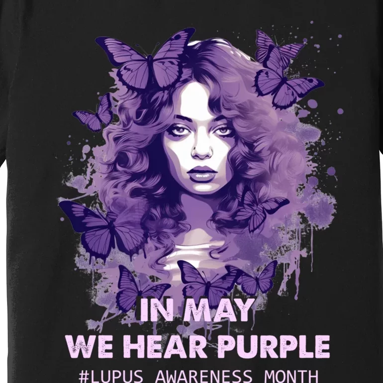 In May We Wear Purple Lupus Awareness Ribbon Black Women Premium T-Shirt