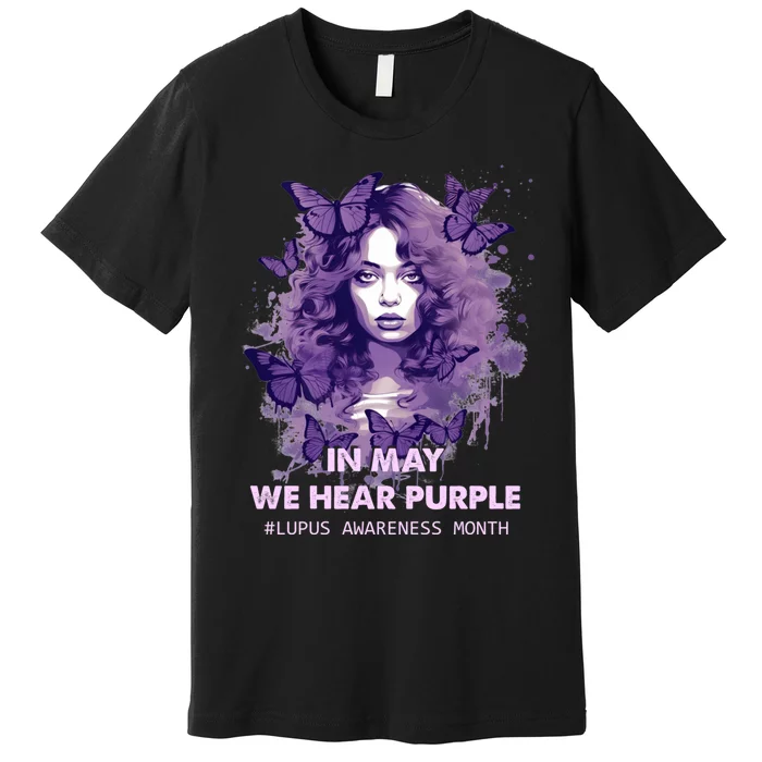 In May We Wear Purple Lupus Awareness Ribbon Black Women Premium T-Shirt