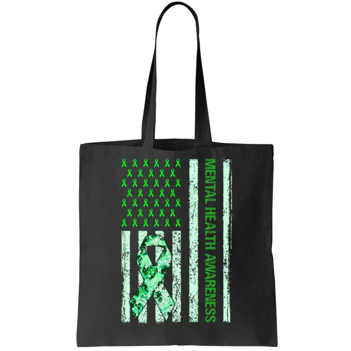 In May We Wear Green Mental Health Awareness Month Tote Bag