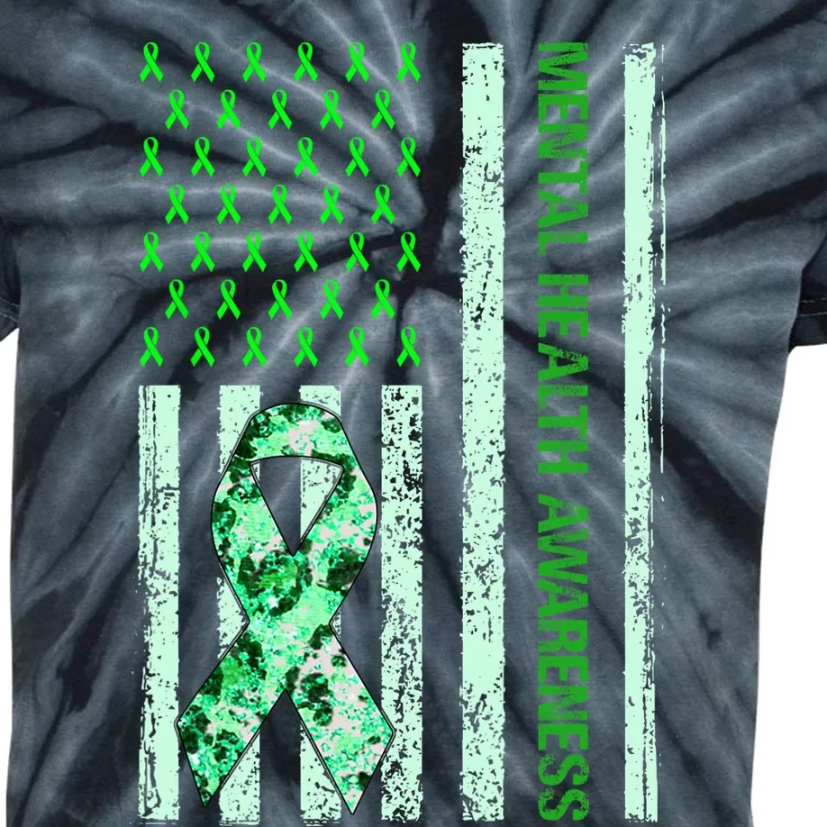 In May We Wear Green Mental Health Awareness Month Kids Tie-Dye T-Shirt