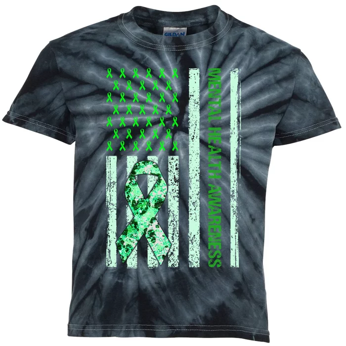 In May We Wear Green Mental Health Awareness Month Kids Tie-Dye T-Shirt