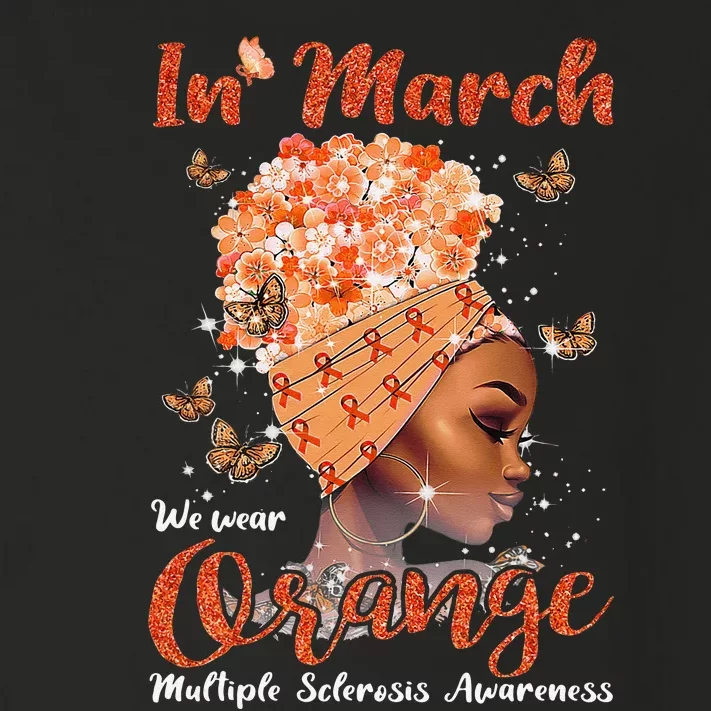 In March We Wear Orange Multiple Sclerosis Afro Black Wo Toddler Long Sleeve Shirt