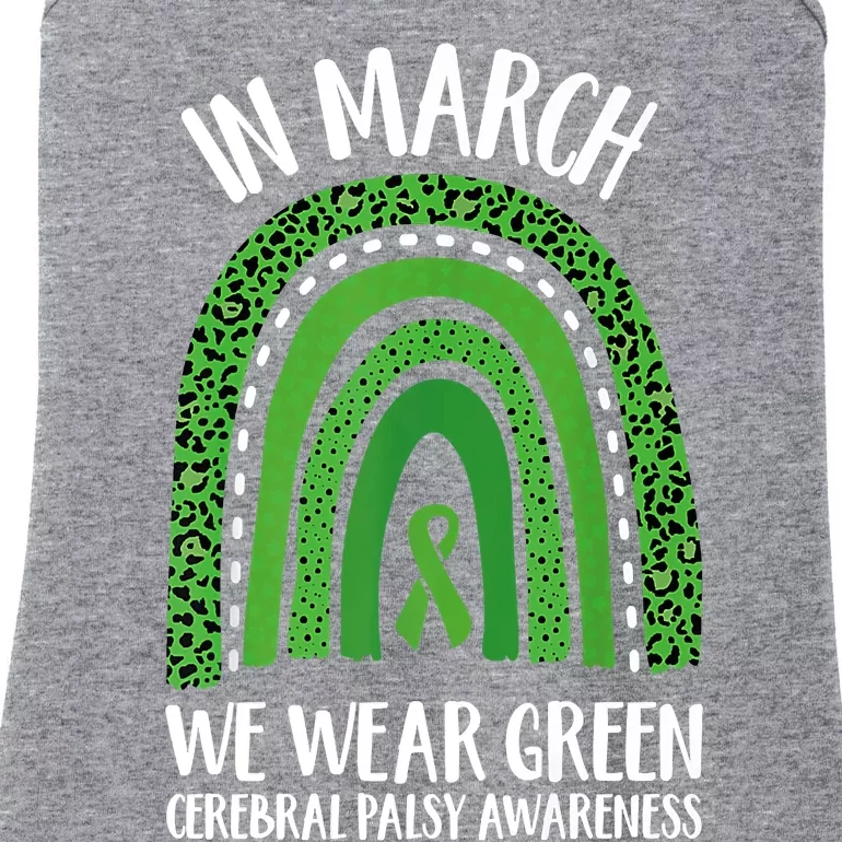 In March We Wear Green Cerebral Palsy Awareness CP Month Ladies Essential Tank