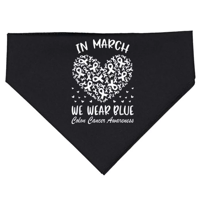 In March We Wear Blue For Colon Cancer Awareness Heart USA-Made Doggie Bandana