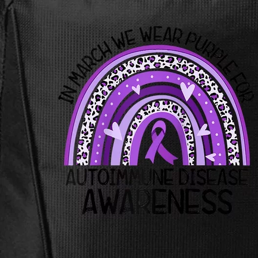 In March We Wear Purple Autoimmune Disease Awareness Raglan Baseball City Backpack