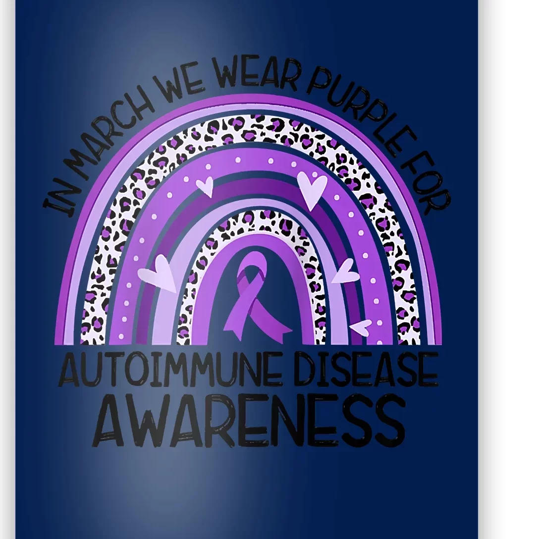 In March We Wear Purple Autoimmune Disease Awareness Raglan Baseball Poster