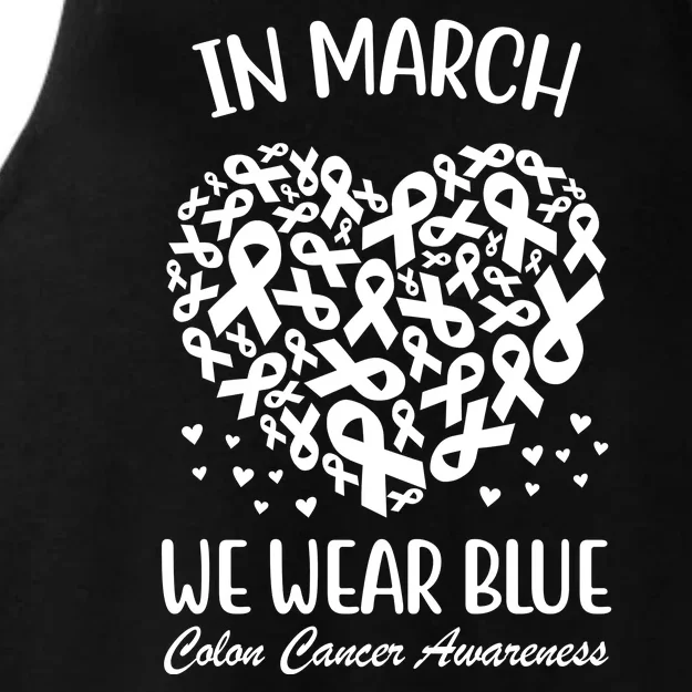 In March We Wear Blue Colon Cancer Awareness Ladies Tri-Blend Wicking Tank