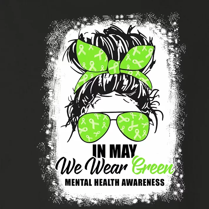 In May We Wear Green Messy Bun Mental Health Awareness Month Toddler Long Sleeve Shirt