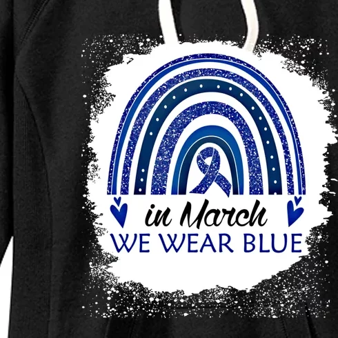 In March We Wear Blue Bleached Rainbow Colon Cancer Cool Gift Women's Fleece Hoodie