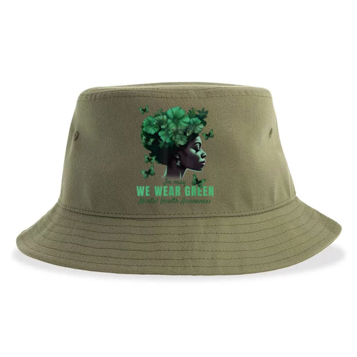 In May We Wear Green Mental Health Awareness Sustainable Bucket Hat